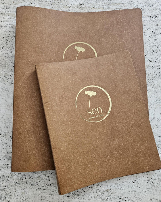 A5 Menu Binder Charcoal Black or Light Tan with or without pockets