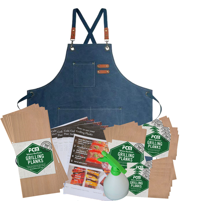 BBQ Cedar Plank Gift Pack with Deluxe Apron