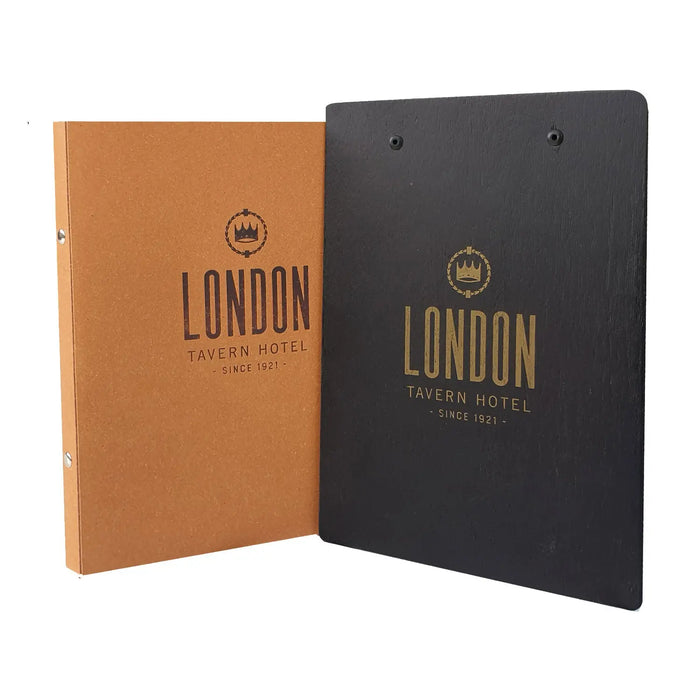 A4 Black Timber board with large Black or Rose Gold bulldog clip FCM Sales