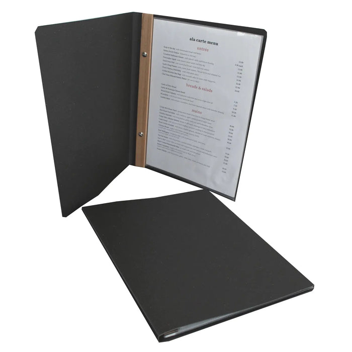 Tuscan all Leather 5 or 10 pocket Black or Tan Restaurant Menu Cover FCM Sales