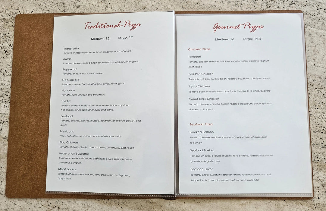 Tuscan all Leather 5 or 10 pocket Black or Tan Restaurant Menu Cover FCM Sales