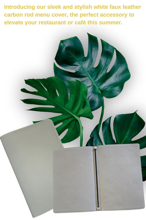 A5 White Faux Leather Carbon Rod Restaurant menu