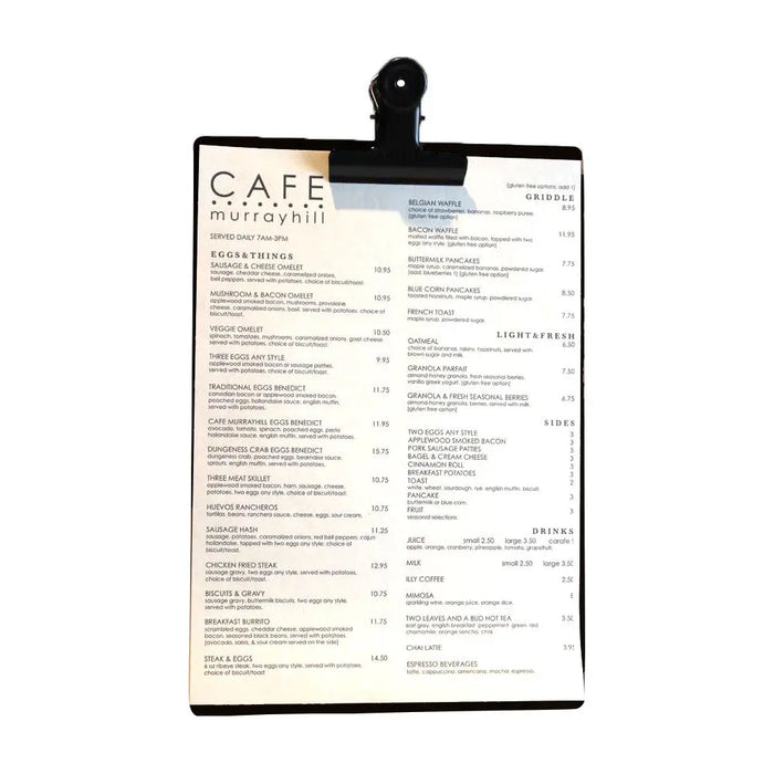 A4 Black Timber board with large Black or Rose Gold bulldog clip FCM Sales