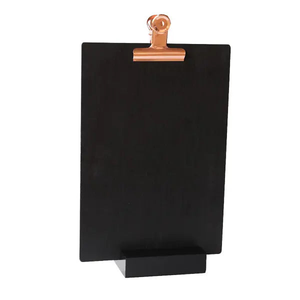 A4 Black Timber board with large Black or Rose Gold bulldog clip FCM Sales