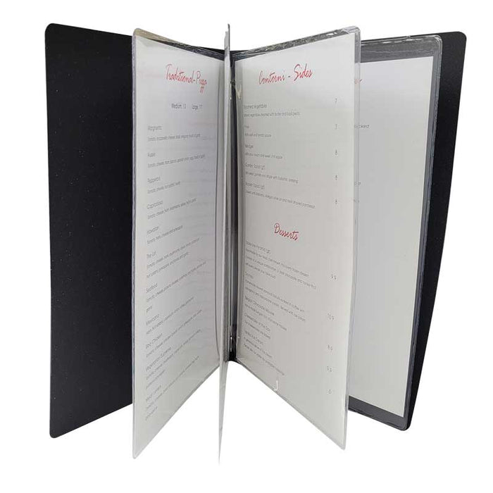 A4 Leather Menu Black or Tan with or without pockets