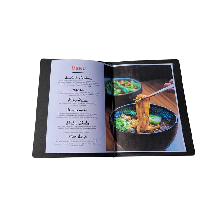A5 Leather Menu Black or Tan with or without pockets FCM Sales
