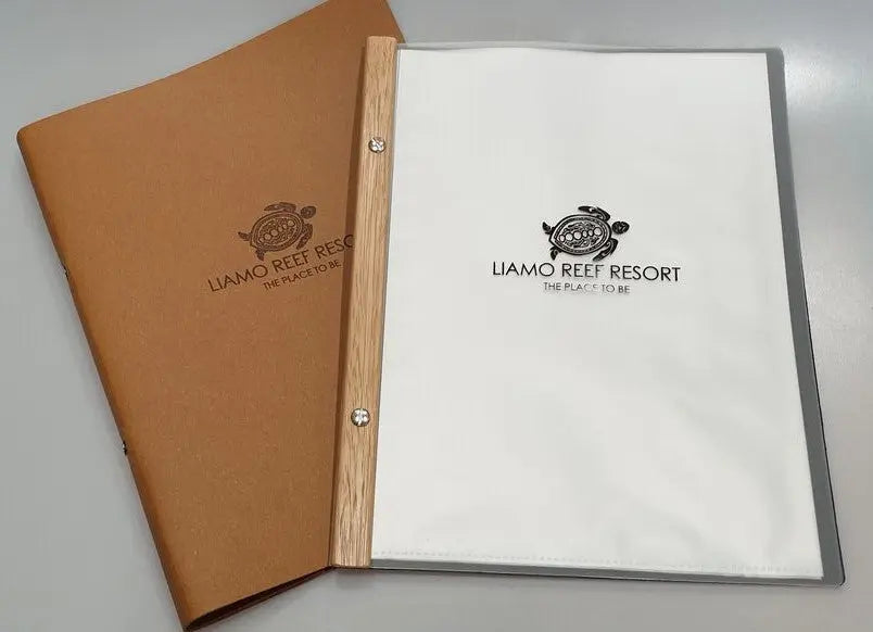 A4 Leather Menu Binder Brown or Black with or without pockets FCM Sales
