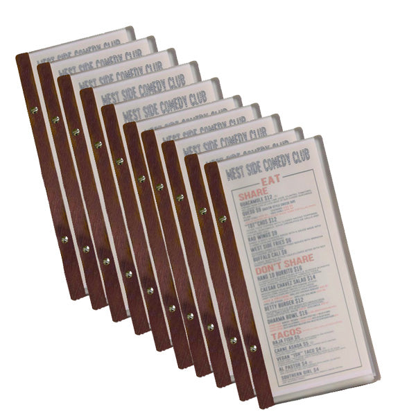Front poly cover sheets for EKO menus and timber menu covers