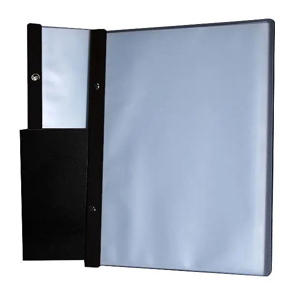 Set of 20 EKO Black Poly Folders with timber trim & 10 Pockets Free Storage box