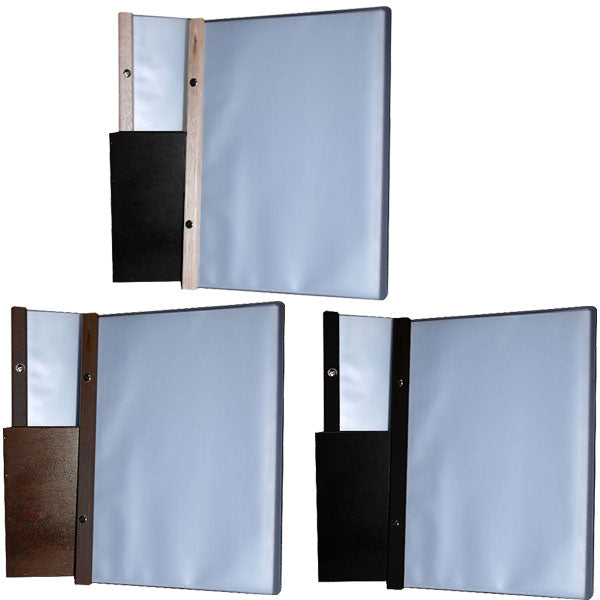 Set of 20 EKO Black Poly Folders with timber trim & 10 Pockets Free Storage box