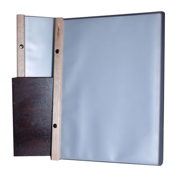 Set of 20 EKO Black Poly Folders with timber trim & 10 Pockets Free Storage box