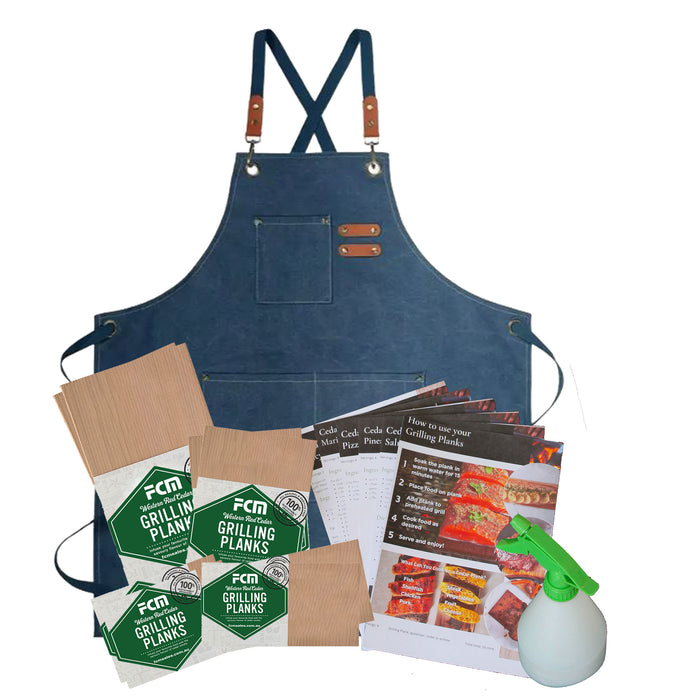 Xmas Cedar Plank BBQ Gift Pack with Deluxe Apron