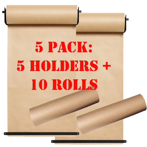 Butchers Paper Wall Mounted Roll Holder including 140m brown paper