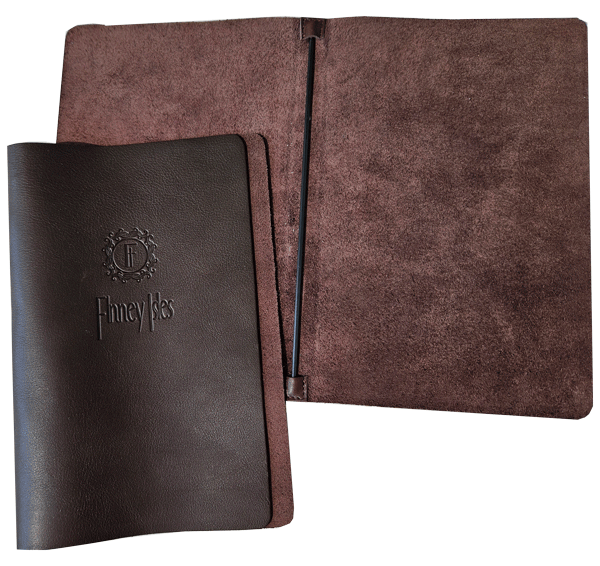 A5 Soft Leather Menu Book Carbon Rod