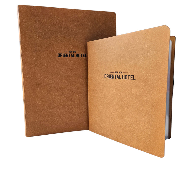 A4 Leather and Wood Menu folders Tan or Black