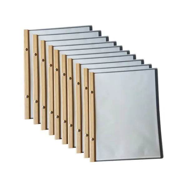 EKO Black Poly Folder A4 or A5 with 10 Pockets and wood trim