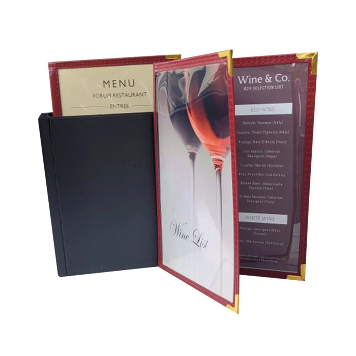 Bundle of 10 A5 Burgundy Bistro Menu Cover 2 Pockets
