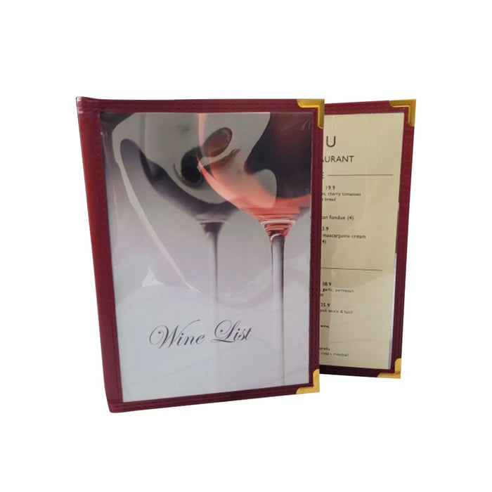 Bundle of 10 A5 Burgundy Bistro Menu Cover 2 Pockets