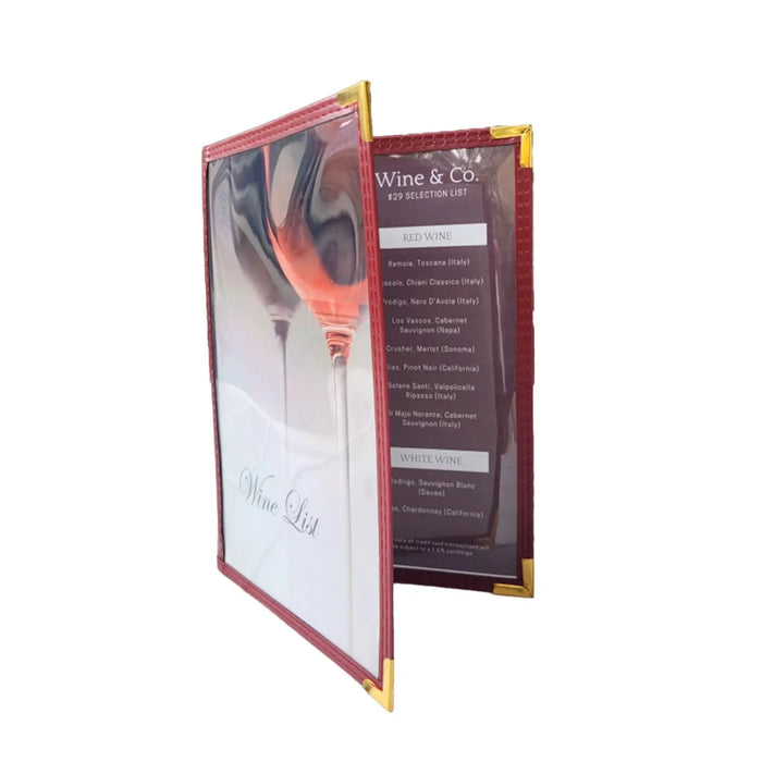 Bundle of 10 A5 Burgundy Bistro Menu Cover 2 Pockets