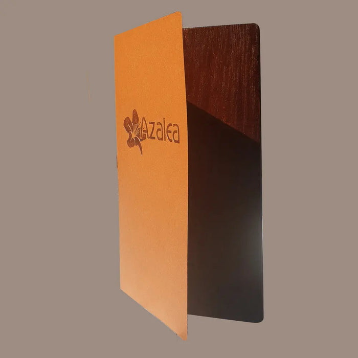 Boxed set of 20 A4 Leather and Wood Menu folders Tan FCM Sales