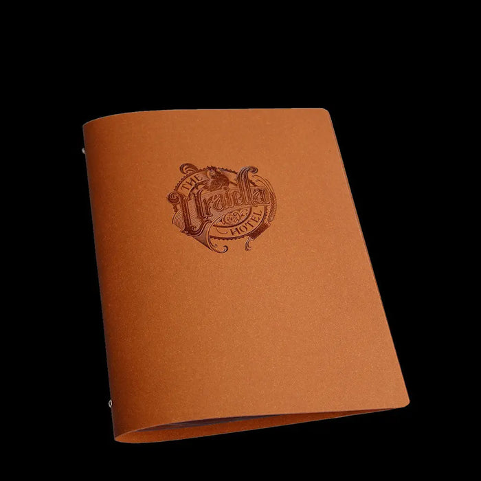 Boxed set of 20 A4 Leather and Wood Menu folders Tan FCM Sales