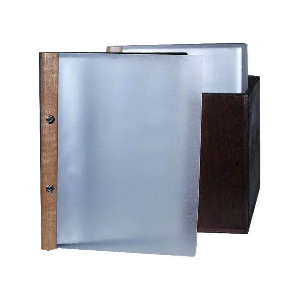 EKO Black Poly Folder A4 or A5 with 10 Pockets and wood trim