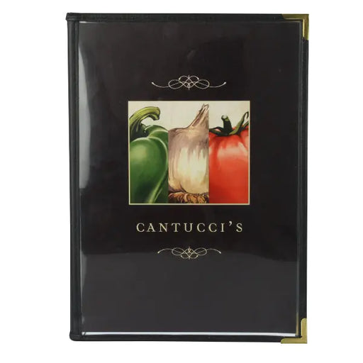 A4 Bistro Restaurant Menu Cover with 6 pockets