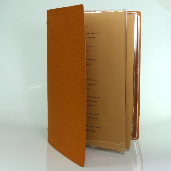 Set of 25 A4 Leather Menus Black or Tan with or without pockets