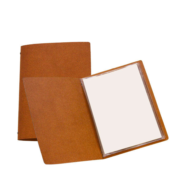 A5 Leather Menu Cover Natural Tan 2 Pockets