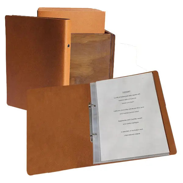 Set of 25 A5 Leather Menu Binders with or without pockets